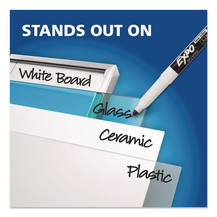 Dry Erase Marker, Fine Tip, Black, 4/Pack