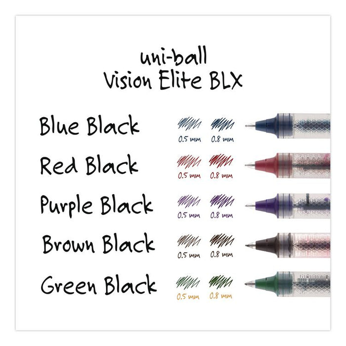 VISION ELITE BLX Series Hybrid Gel Pen, Stick, Bold 0.8 mm, Blue-Infused Black Ink, White/Blue/Clear Barrel, 4/Pack