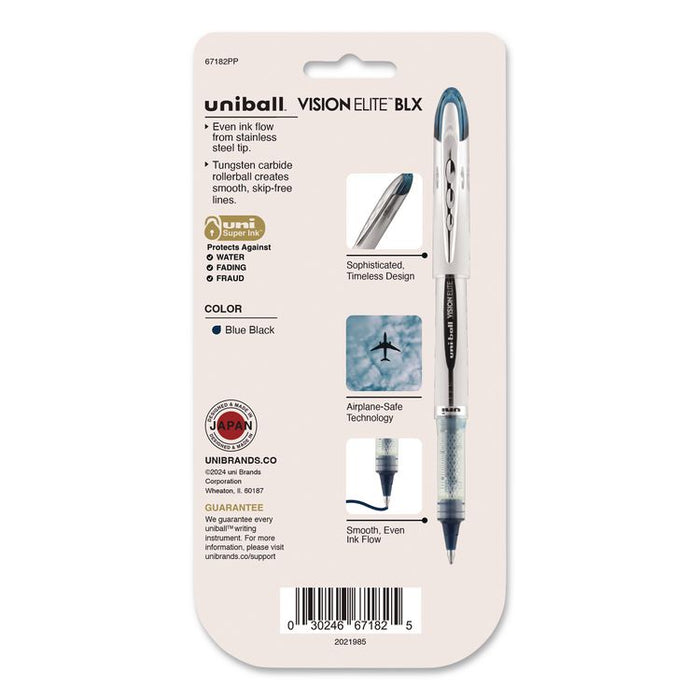 VISION ELITE BLX Series Hybrid Gel Pen, Stick, Bold 0.8 mm, Blue-Infused Black Ink, White/Blue/Clear Barrel, 4/Pack