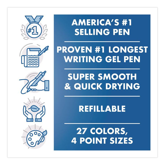 G2 Premium Gel Pen, Retractable, Fine 0.7 mm, Black Ink, Smoke/Black Barrel, 4/Pack