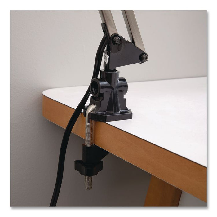 LED Desk Lamp Clamp Mount, Swing Arm, 34" High, Brushed Nickel/Black