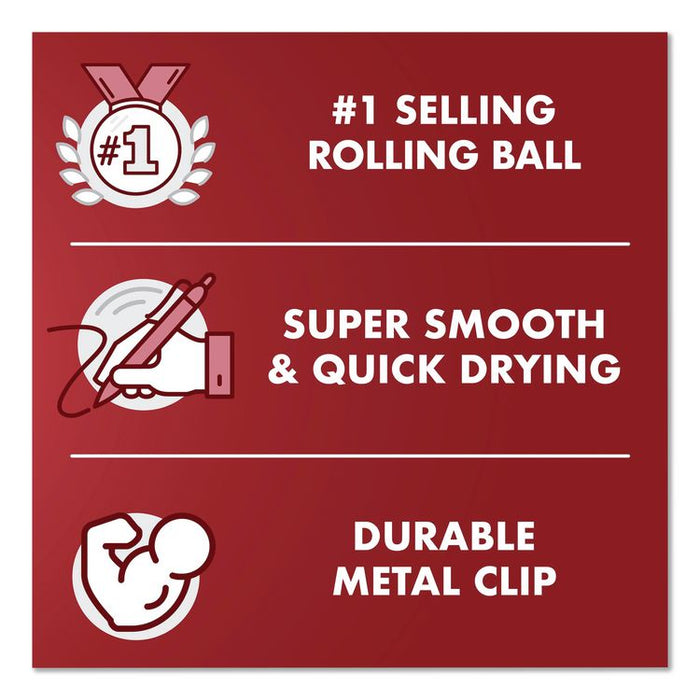 Precise V5 Rollerball Pen, Stick, Extra-Fine 0.5 mm, Red Ink, Red/Clear Barrel, 5/Pack