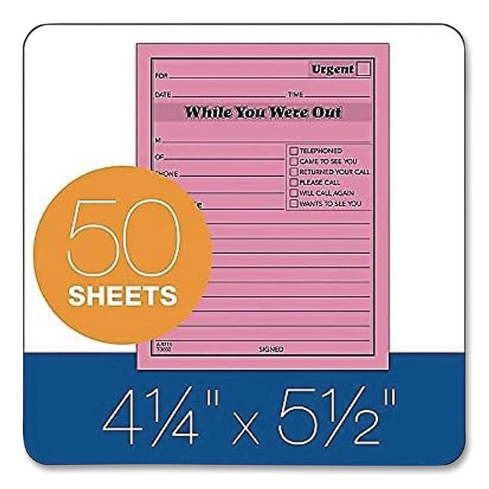 While You Were Out Memo Pad, One-Part (No Copies), 4.25 x 5.5, 50 Forms/Pad, 24 Pads/Pack