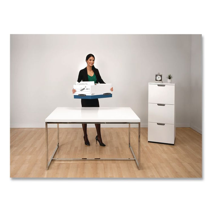 PRESTO Heavy-Duty Storage Boxes, Letter/Legal Files, 12 x 15 x 10, White/Blue, 4/Carton