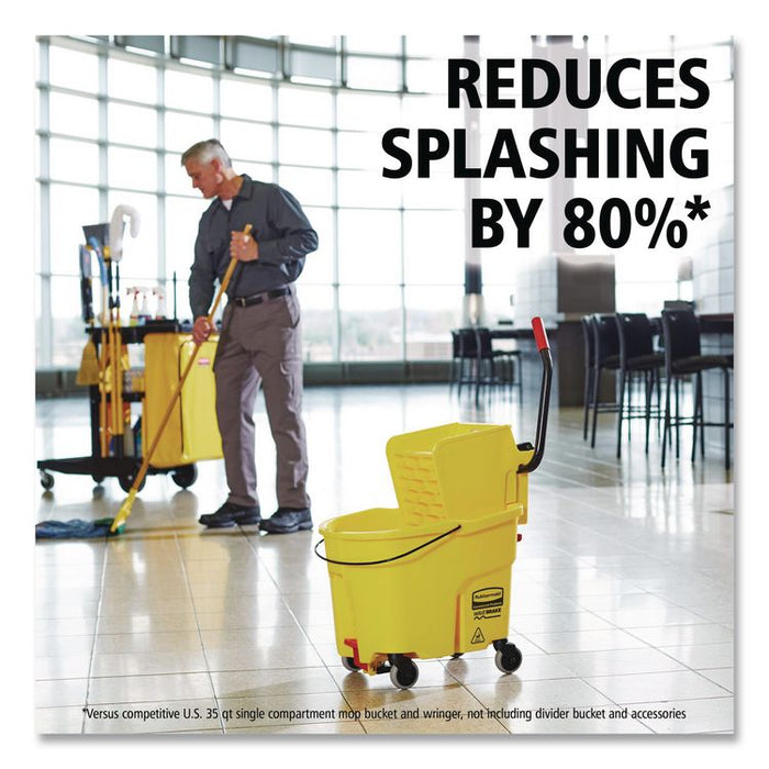 WaveBrake 2.0 Bucket/Wringer Combos, Side-Press with Drain, 35 qt, Yellow