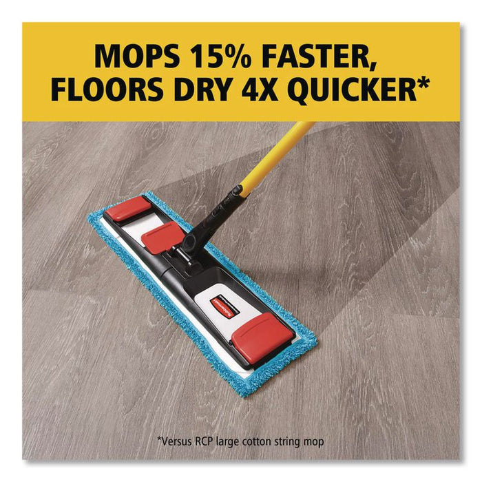 Adaptable Flat Mop Kit, 19.5 x 5.5 Blue Microfiber Head, 48" to 72" Yellow Aluminum Handle