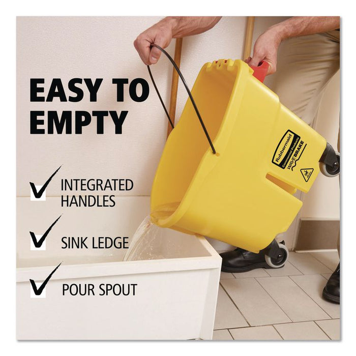 WaveBrake 2.0 Bucket/Wringer Combos, Side-Press, 26 qt, Plastic, Yellow