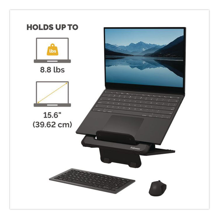 Breyta Laptop Stand, 9.25" x 10.55" x 0.55" to 8", Black, Supports Up to 8.8 lbs.