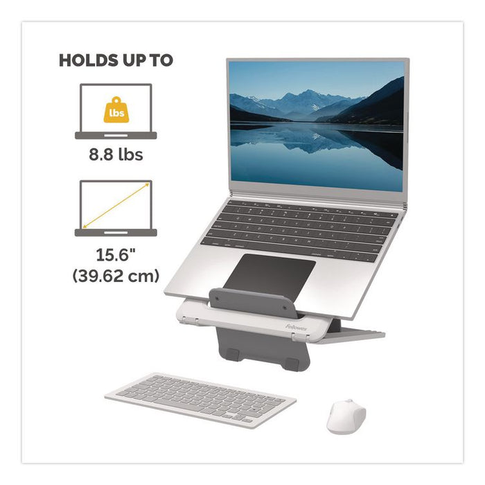 Breyta Laptop Stand, 9.25" x 10.55" x 0.55" - 8", White, Supports Up to 8.8 lbs