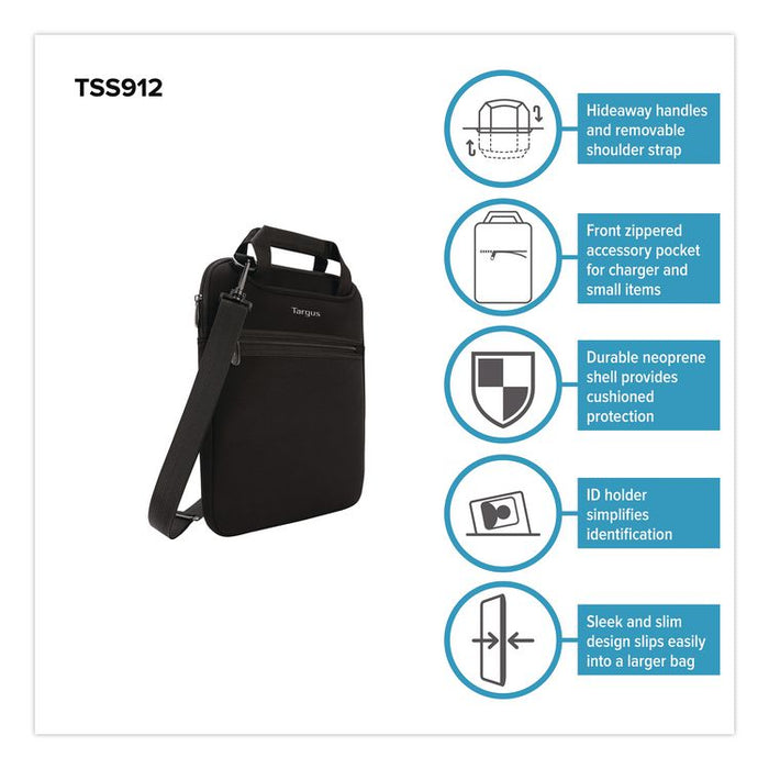 Slipcase Neoprene Laptop Sleeve, 12", 10.25 x 1.2 x 13.5, Black