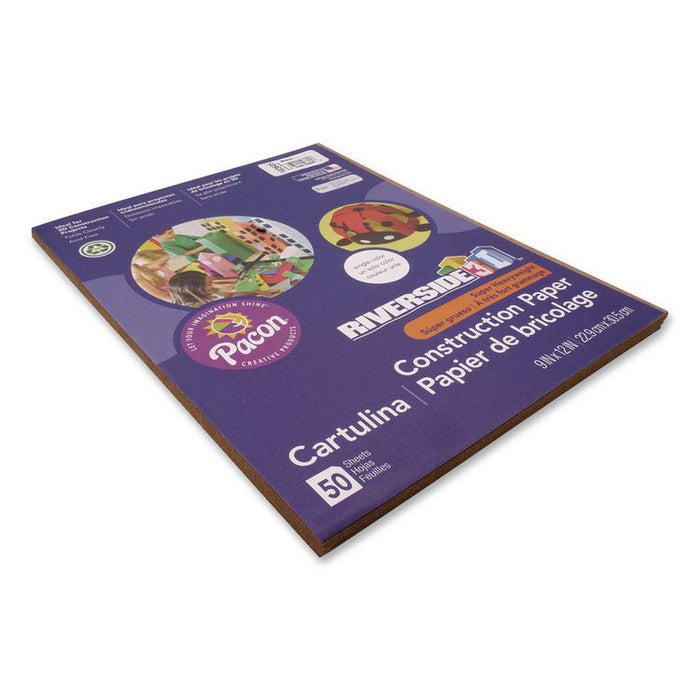 Riverside Construction Paper, 76 lb Text Weight, 9 x 12, Brown, 50/Pack