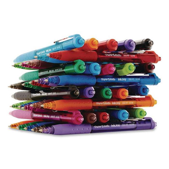 InkJoy 300 RT Ballpoint Pen, Retractable, Medium 1 mm, Black Ink, Black Barrel, 8/Pack