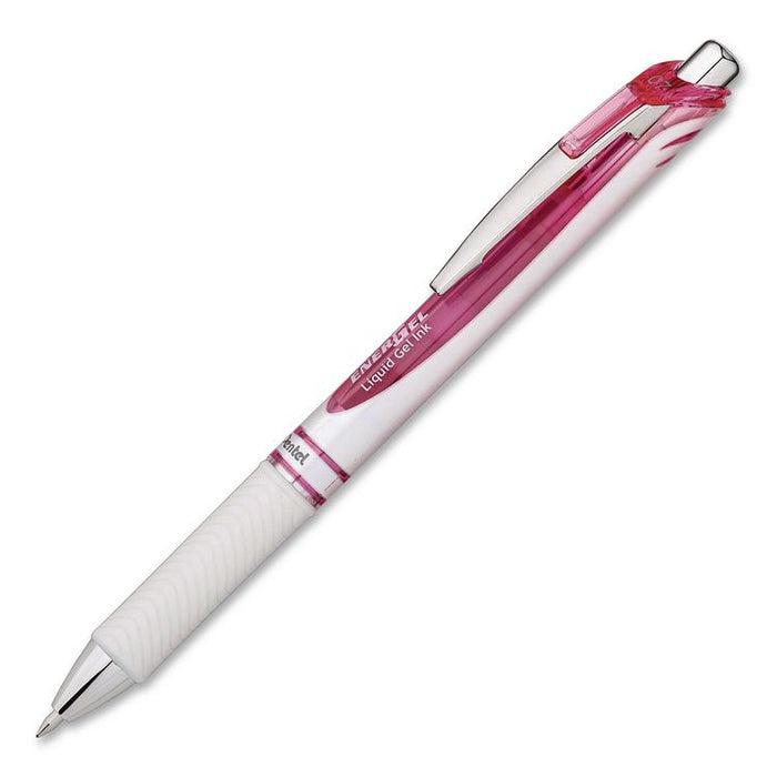 EnerGel Pearl Deluxe Pink Special Edition Liquid Gel Pen, Retractable, Medium 0.7 mm, Pink Ink, White Pearl/Pink Barrel, 2/PK