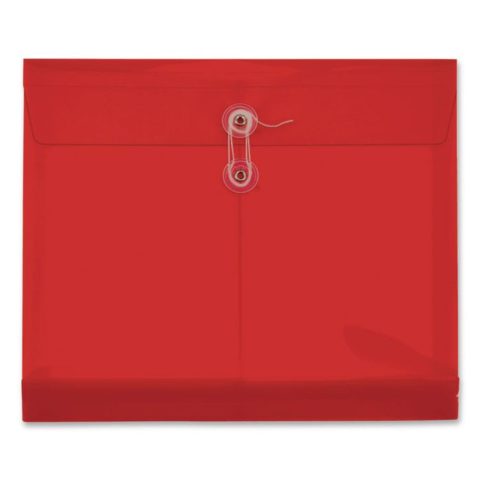 Premium Plastic Document File, 1.25" Expansion, 1 Section, String and Button Closure, Letter Size, Red, 5/Pack