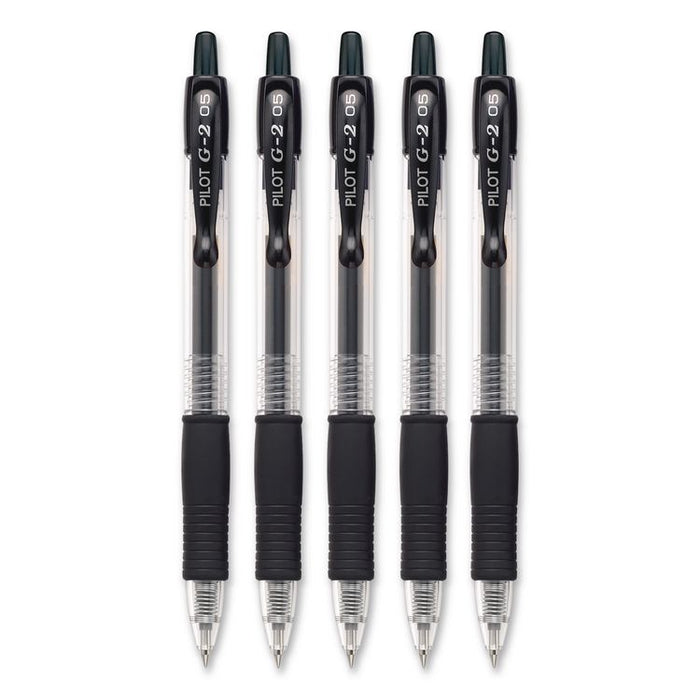 G2 Premium Gel Pen, Retractable, Extra-Fine 0.5 mm, Black Ink, Clear/Black Barrel, 5/Pack
