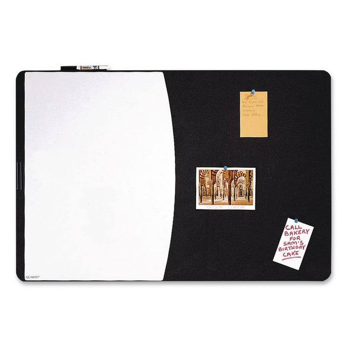 Designer Tack and Write Combination Dry-Erase Whiteboard/Bulletin Board, 35 x 23.5, Black/White Surface, Black Plastic Frame