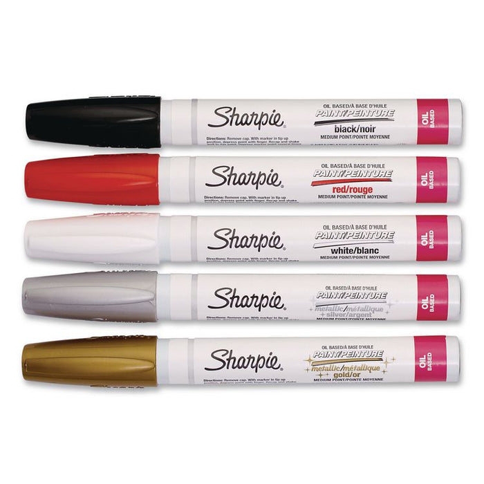 Permanent Paint Marker, Medium Bullet Tip, Assorted, 5/Pack