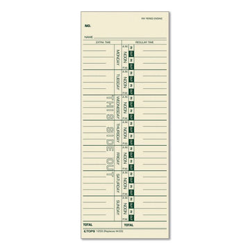Time Clock Cards, Replacement for 10-800292/K14-15/M-33, One Side, 3.5 x 9, 100/Pack