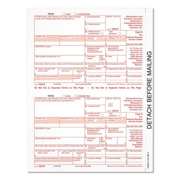 2023 1099-R Tax Form, 1 Part, Federal Copy, 2 Forms/Sheet, 50 Forms Total