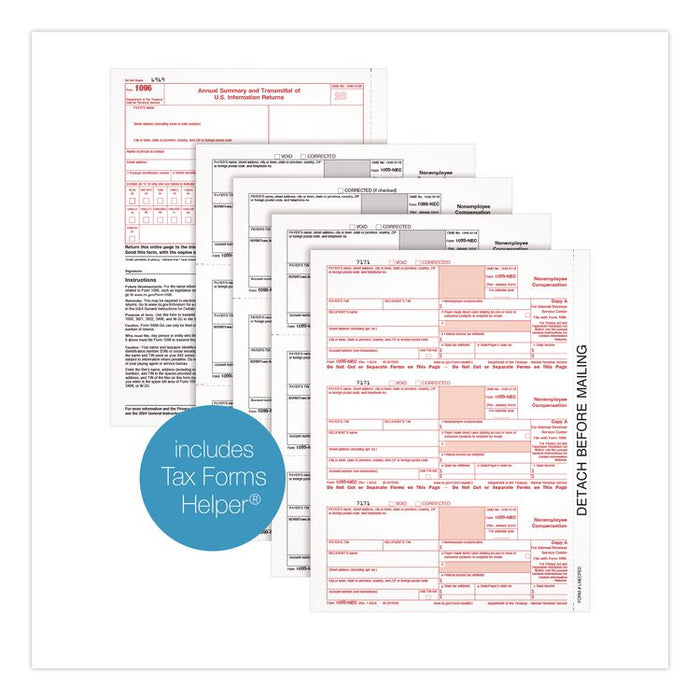 2024 1099-NEC 4-Part Laser/Inkjet Tax Forms, 8.5 x 3.66, 3 Forms/Sheet, 50 Forms Total