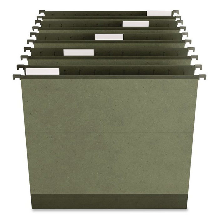 Hanging File Folders, 2" Expansion, Letter Size, 1/5-Cut Tabs, Standard Green, 10/Pack