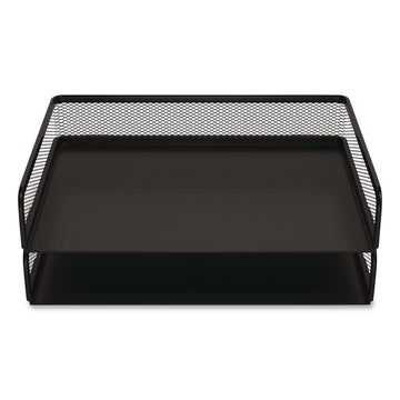 Wire Mesh Stackable Letter Tray, 1 Section, Letter Size, 13.39 x 10.43 x 2.95, Matte Black, 2/Pack
