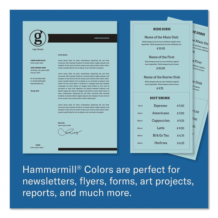 Colors Print Paper, 20 lb Bond Weight, 8.5 x 14, Blue, 500 Sheets/Ream