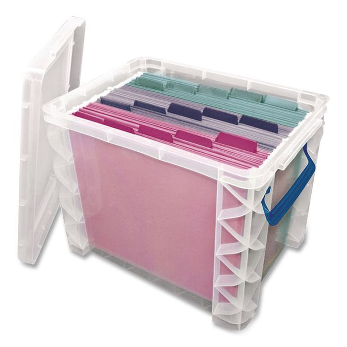 Super Stacker File and Document Box, Letter/Legal Files, 14.68 x 18.37 x 33.75, Translucent White