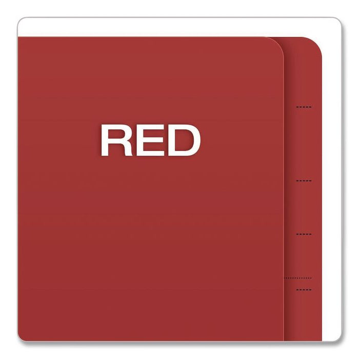 Pressboard End Tab Classification Folders, Straight Tab, Expands 3.5", 3 Dividers, 8 Fasteners, Letter Size, Red, 50/Box