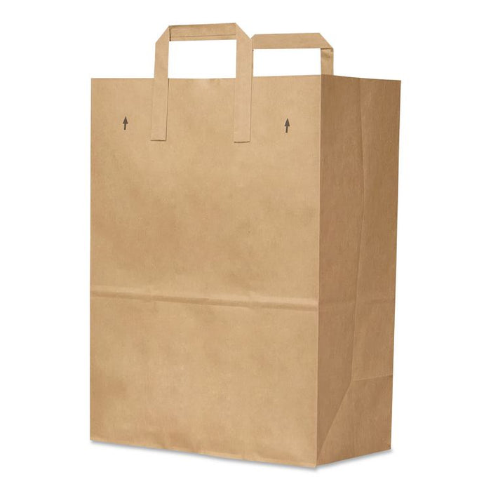 Grocery Paper Bags, 1/6 BBL Size, 70# Basis Weight, Flat Handles, 12" x 7" x 16.25", Kraft, 300/Bundle