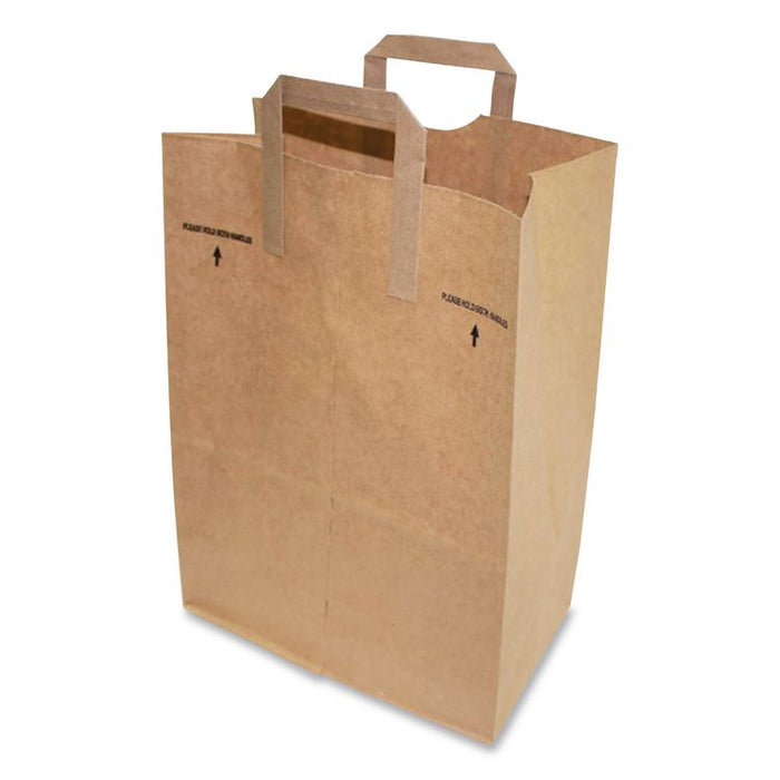 Grocery Paper Bags, 1/6 BBL Size, 70# Basis Weight, Flat Handles, 12" x 7" x 16.25", Kraft, 300/Bundle