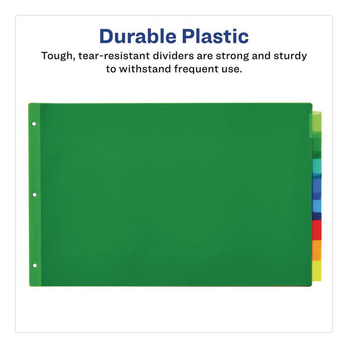 Insertable Big Tab Plastic Dividers, 8-Tab, 11 x 17, Assorted Colors, 1 Set
