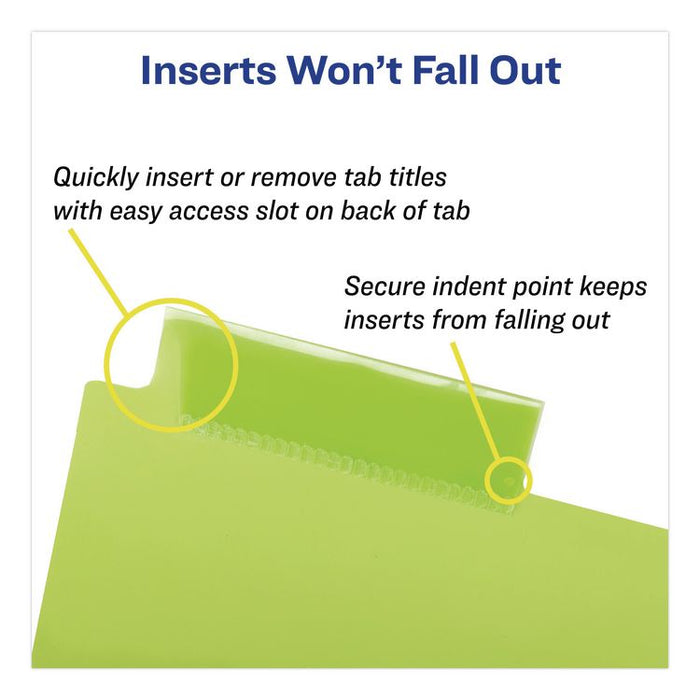 Insertable Big Tab Plastic Dividers, 8-Tab, 11 x 17, Assorted Colors, 1 Set