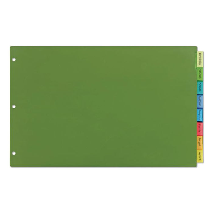 Insertable Big Tab Plastic Dividers, 8-Tab, 11 x 17, Assorted Colors, 1 Set