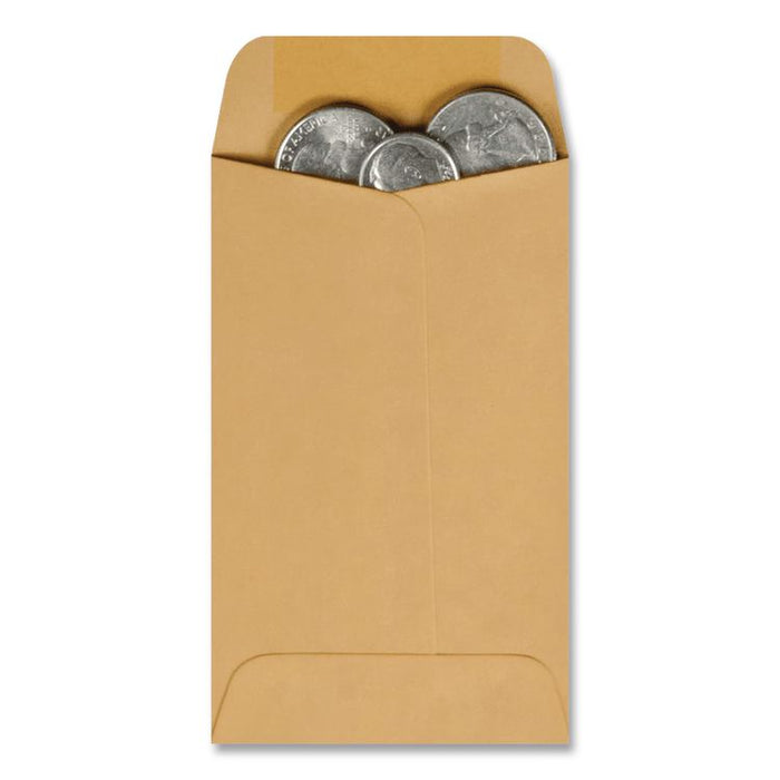 Kraft Coin and Small Parts Envelope, #3, Square Flap, Gummed Closure, 2.5 x 4.25, Brown Kraft, 500/Box