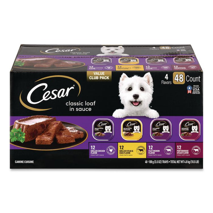 Classic Wet Dog Food Variety, Assorted Flavors, 3.5 oz Tray, 48/Carton