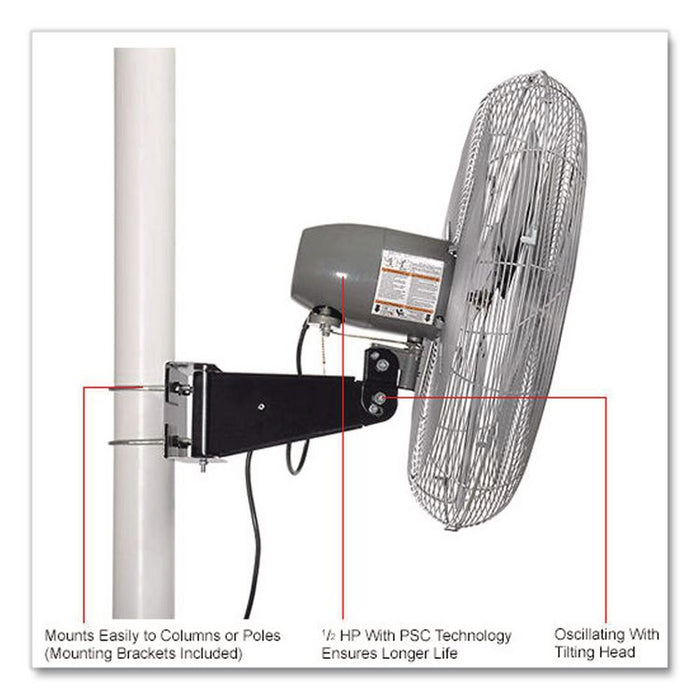 Deluxe Oscillating Fan, Pole or Column Mount, 24", 4,660 CFM, 1/2 hp
