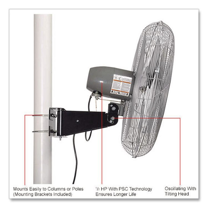 Deluxe Oscillating Fan, Pole or Column Mount, 30", 7,300 CFM, 1/2 hp