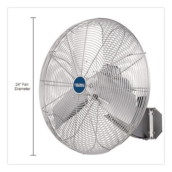 Washdown Wall Mount Fan, 24", 1 Speed, Silver