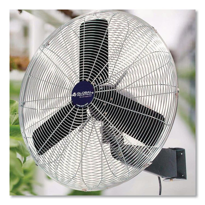 Oscillating Wall Mount Fan, 24", 3 Speeds, Black