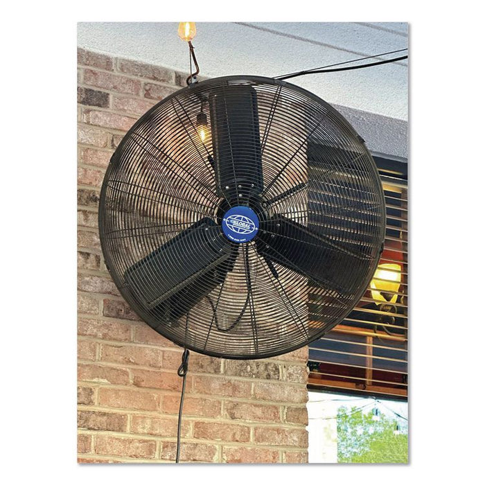 Oscillating Wall Mount Fan, 24", 3 Speeds, Black