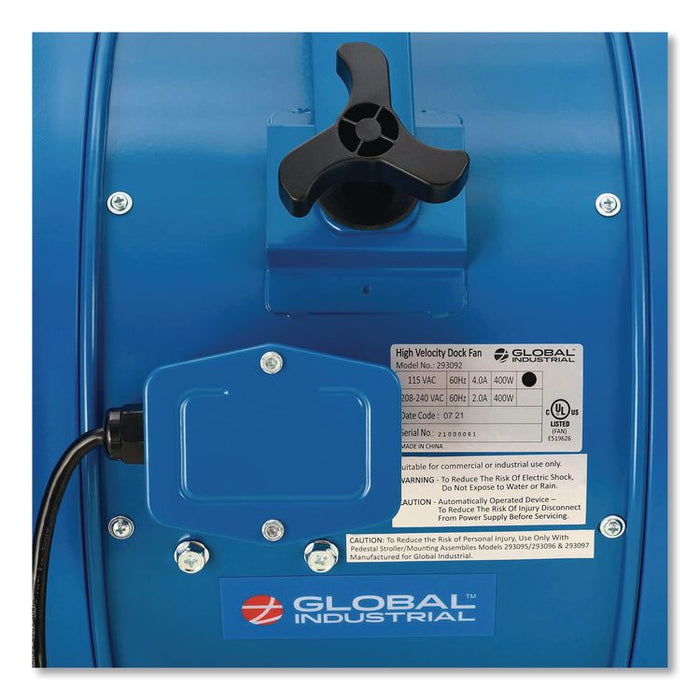 High Velocity Drum Fan with Yoke Mount, 14", 1 Speed, Blue
