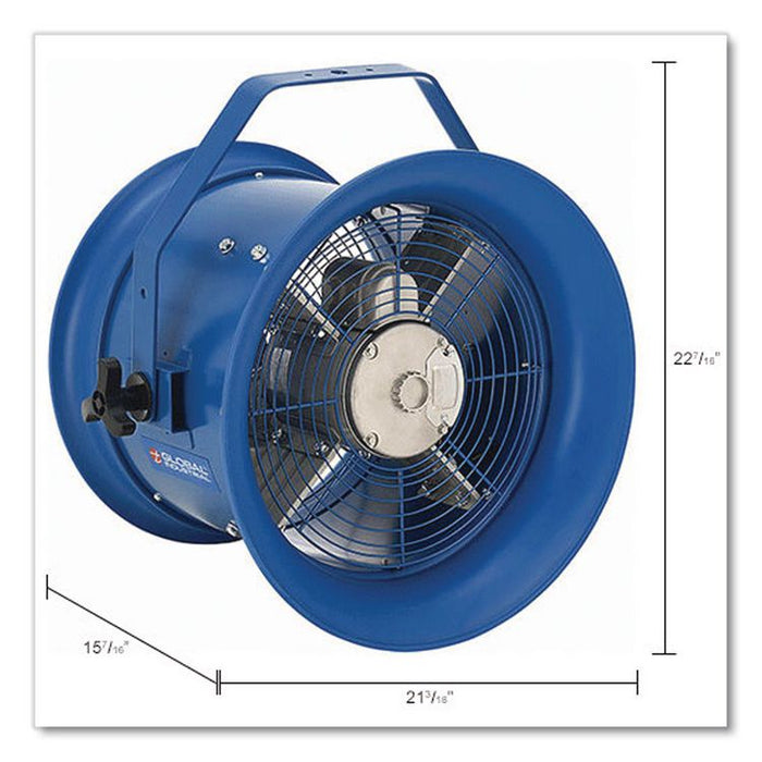 High Velocity Drum Fan with Yoke Mount, 14", 1 Speed, Blue