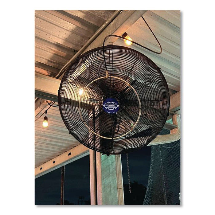 Industrial Wall Mounted Oscillating Fan, 18", 3 Speeds, Black