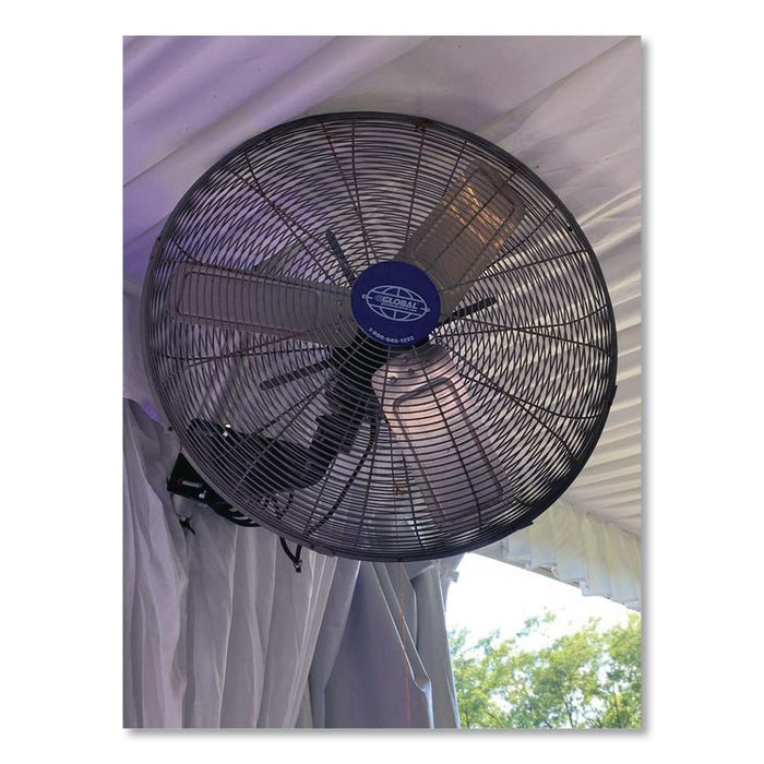 Industrial Wall Mounted Oscillating Fan, 20", 3 Speeds, Black
