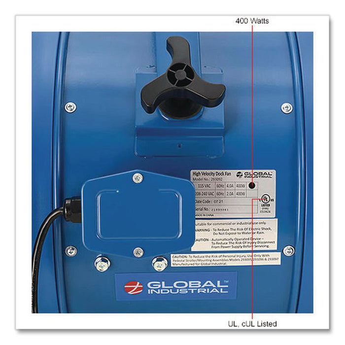 High Velocity Fan, Wall and Column Mount, 14", 1 Speed, Blue