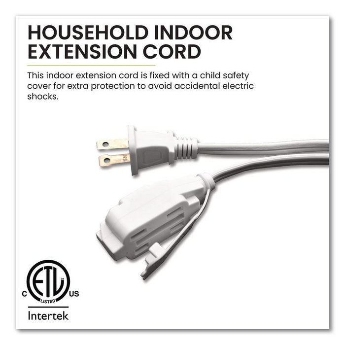 Household Extension Cord, 6 ft, 13 A, White 10/Pack