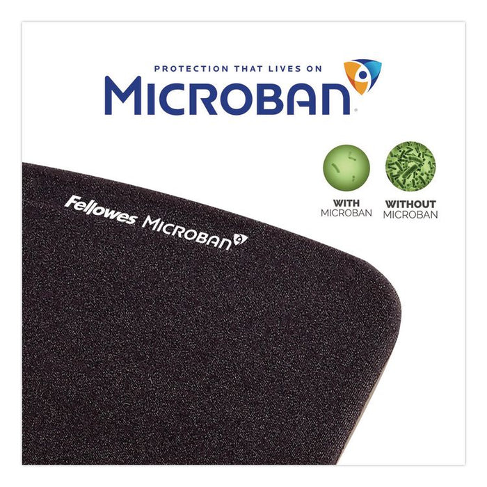PlushTouch Mouse Pad with Wrist Rest, 7.25 x 9.38, Black