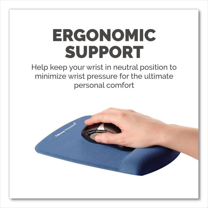 PlushTouch Mouse Pad with Wrist Rest, 7.25 x 9.38, Blue