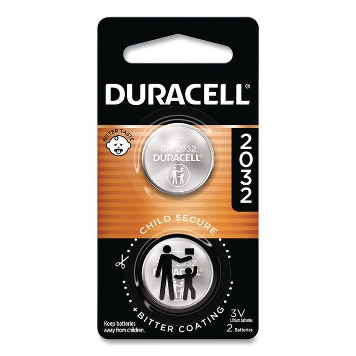 Lithium Coin Batteries With Bitterant, 2032, 2/Pack
